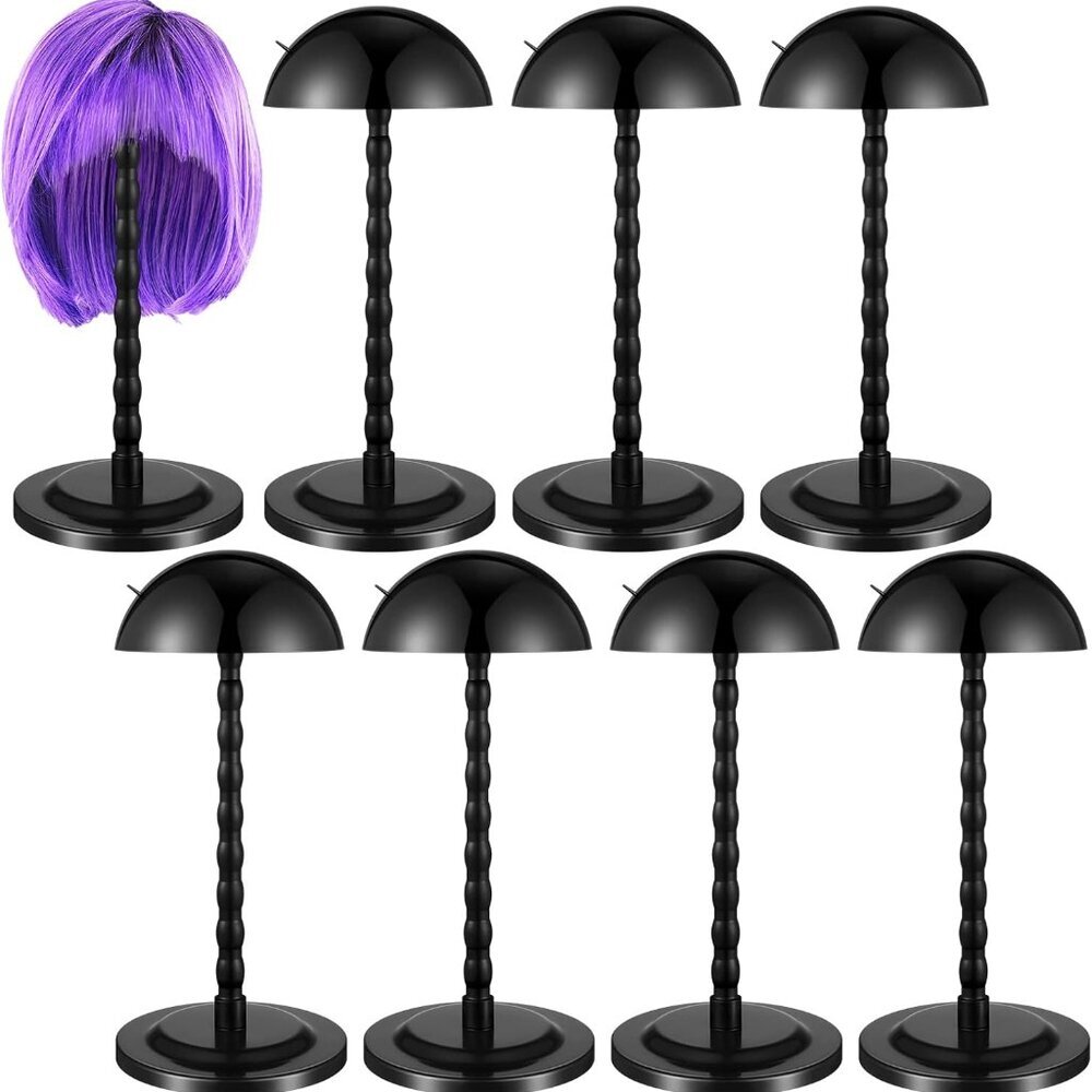 Black Wig Stand Display Holder - 8 Pack